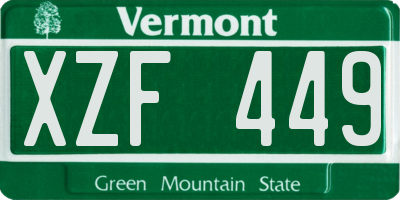 VT license plate XZF449