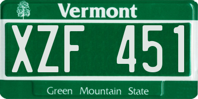 VT license plate XZF451