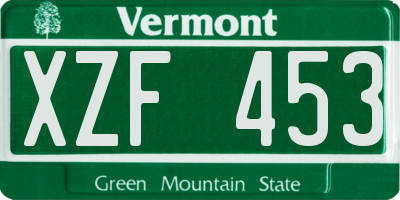 VT license plate XZF453