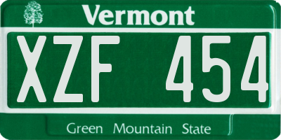 VT license plate XZF454