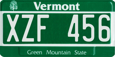 VT license plate XZF456
