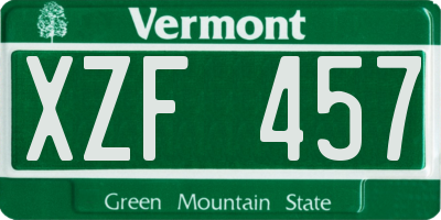 VT license plate XZF457