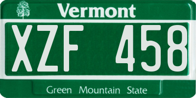 VT license plate XZF458