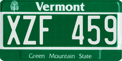 VT license plate XZF459