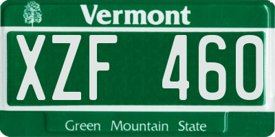 VT license plate XZF460