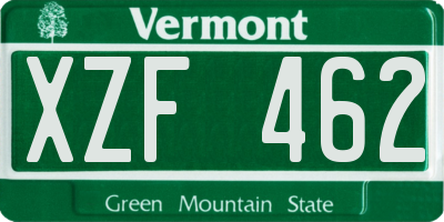 VT license plate XZF462