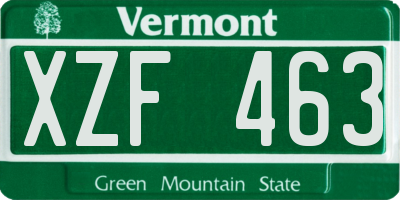 VT license plate XZF463