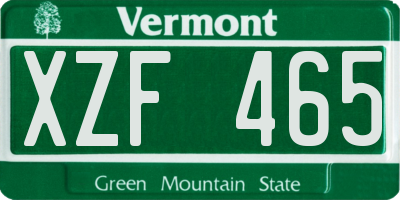 VT license plate XZF465