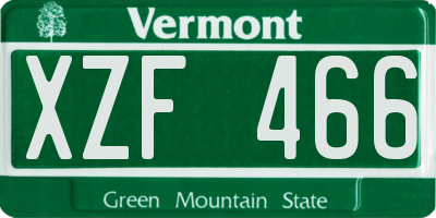 VT license plate XZF466
