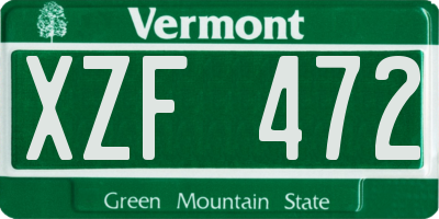 VT license plate XZF472