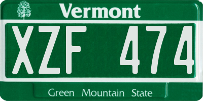VT license plate XZF474