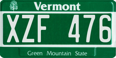 VT license plate XZF476