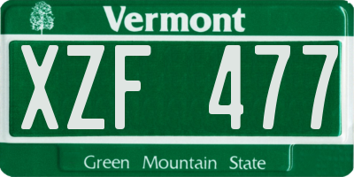 VT license plate XZF477