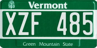 VT license plate XZF485