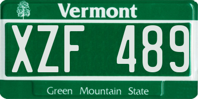 VT license plate XZF489