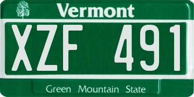 VT license plate XZF491