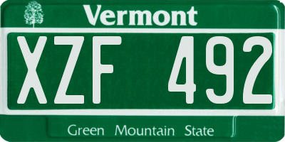 VT license plate XZF492