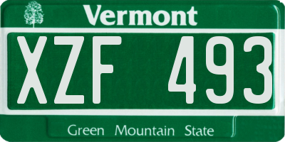 VT license plate XZF493