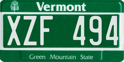 VT license plate XZF494
