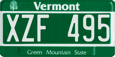 VT license plate XZF495