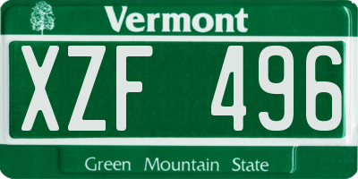 VT license plate XZF496