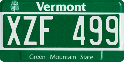 VT license plate XZF499