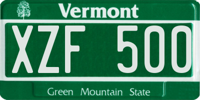 VT license plate XZF500