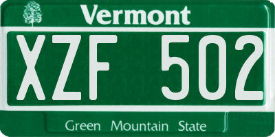 VT license plate XZF502