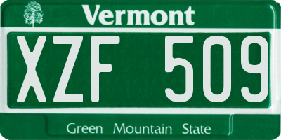 VT license plate XZF509