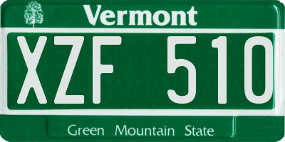 VT license plate XZF510