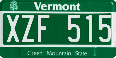 VT license plate XZF515