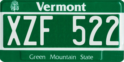 VT license plate XZF522