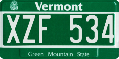 VT license plate XZF534
