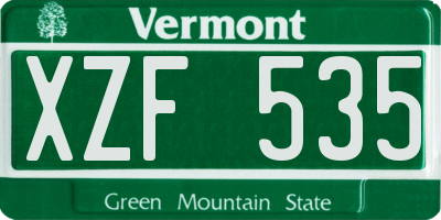 VT license plate XZF535