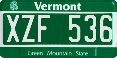 VT license plate XZF536