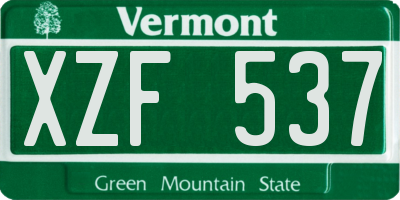 VT license plate XZF537