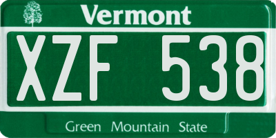 VT license plate XZF538