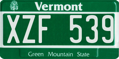 VT license plate XZF539