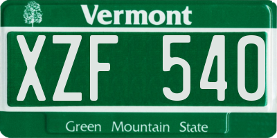 VT license plate XZF540