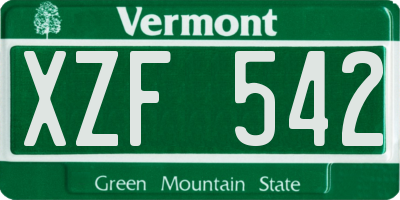 VT license plate XZF542