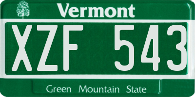 VT license plate XZF543