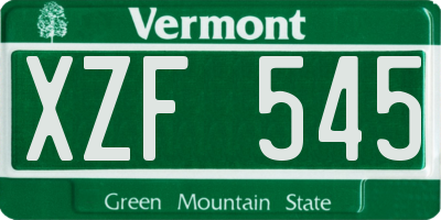 VT license plate XZF545
