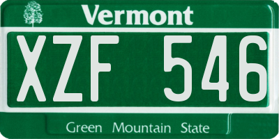 VT license plate XZF546