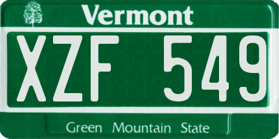 VT license plate XZF549