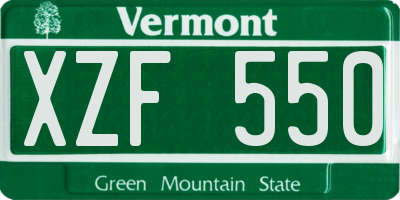 VT license plate XZF550