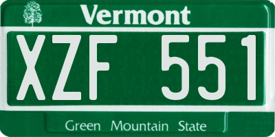 VT license plate XZF551