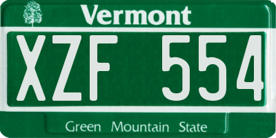 VT license plate XZF554