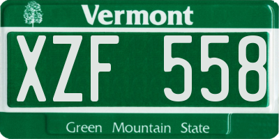 VT license plate XZF558