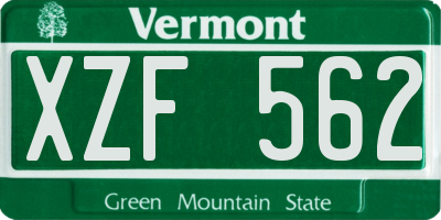 VT license plate XZF562