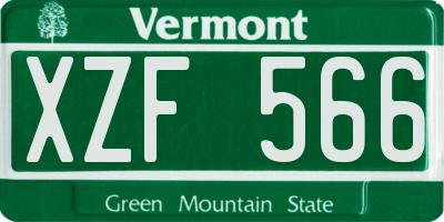 VT license plate XZF566